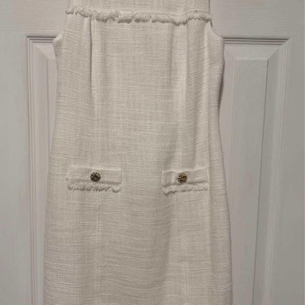 Karl Lagerfeld White Tweed Pencil Dress